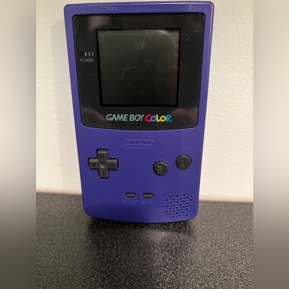 Nintendo Game Boy Color Grape Purple Handheld System with 4 games